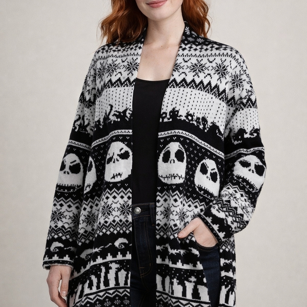 Disney Black and White Skull Cardigan